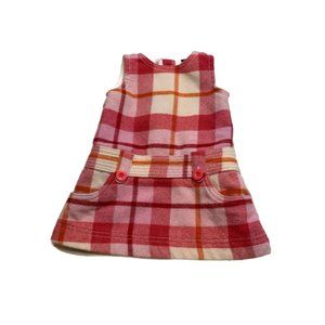 Baby Gap Girls Wool Blend Plaid Red Pink Sleeveless Dress 12-18M